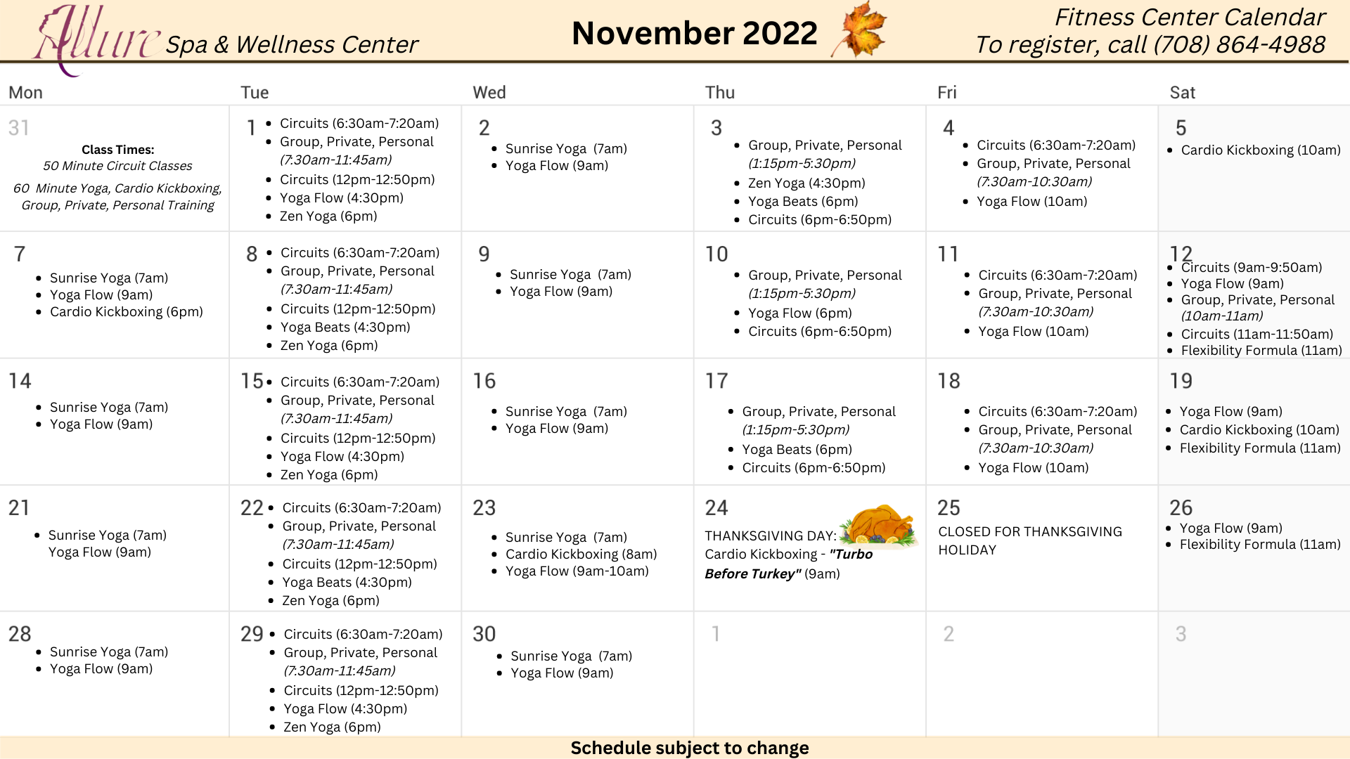 November Schedule Update2